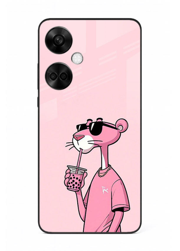 Pink Panther Sip cute cartoon artwork OnePlus Nord CE3 glass back cover