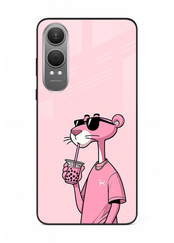 Pink Panther Sip cute cartoon artwork OnePlus Nord CE4 Lite glass back cover