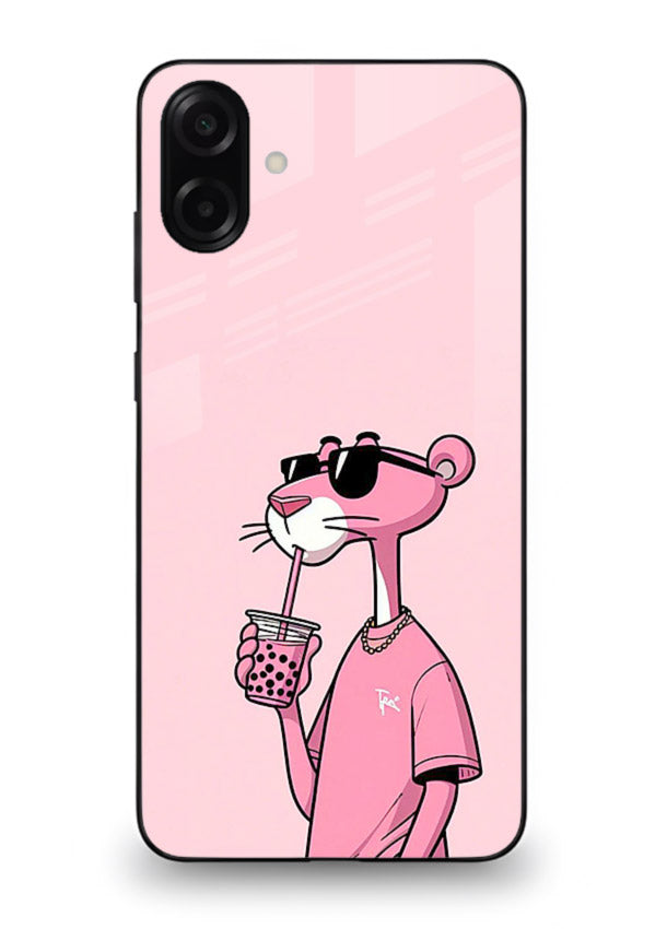 Pink Panther Sip cute cartoon artwork Samsung A06 5G glass back cover