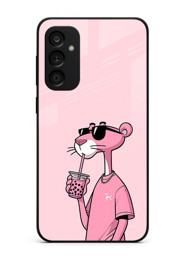 Pink Panther Sip cute cartoon artwork Samsung F54 5G glass back cover