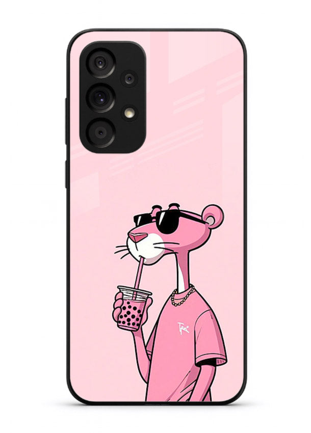 Pink Panther Sip cute cartoon artwork Samsung A73 5G glass back cover