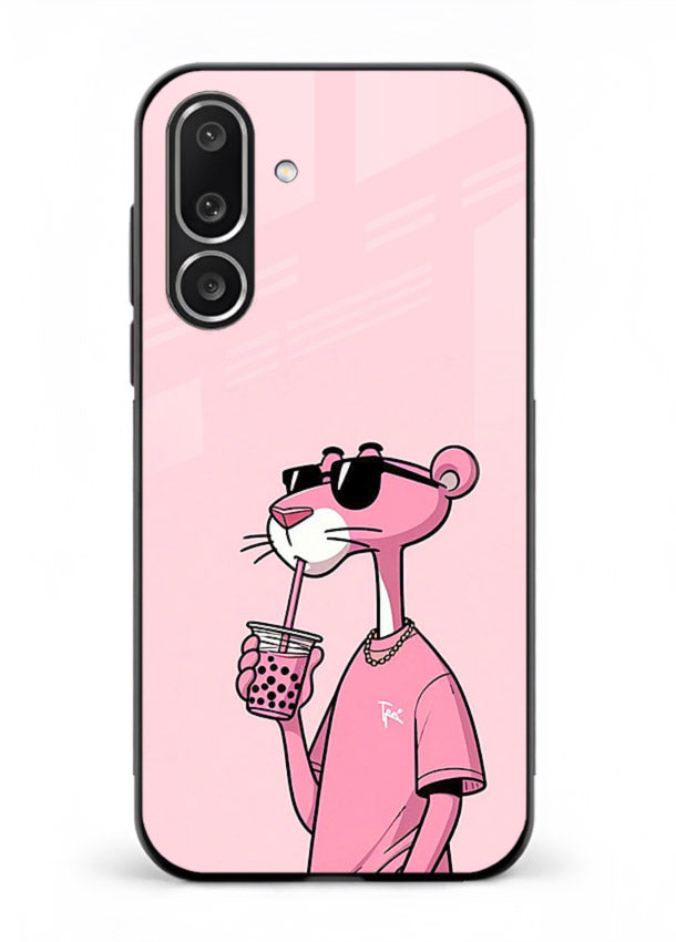 Pink Panther Sip cute cartoon artwork Samsung M36 5G glass back cover