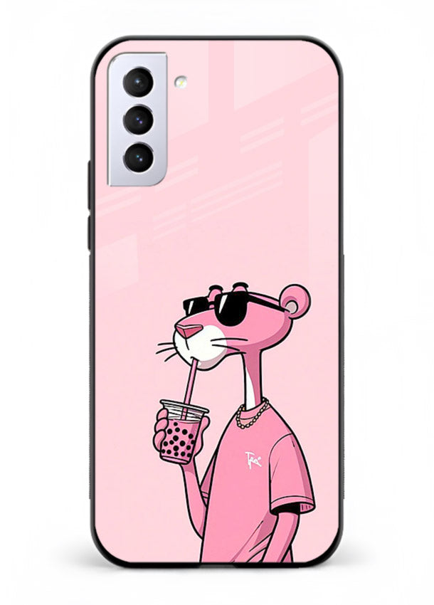 Pink Panther Sip cute cartoon artwork Samsung S21 FE glass back cover