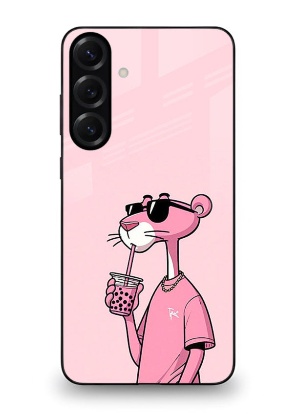 Pink Panther Sip cute cartoon artwork Samsung A25 5G glass back cover