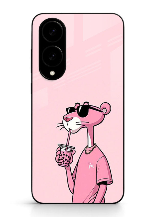 Pink Panther Sip cute cartoon artwork Samsung S25 Edge glass back cover