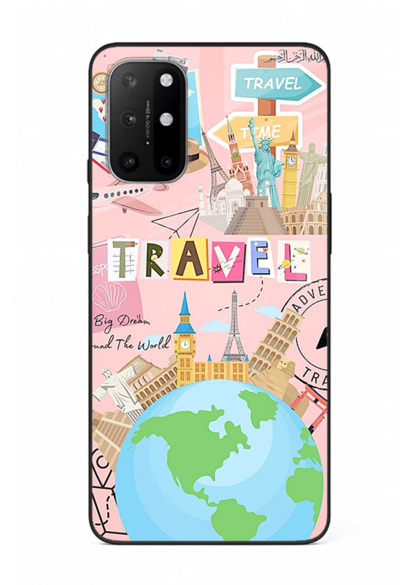 Pink Travel Adventure collage artwork OnePlus 8T glass back cover