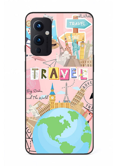 Pink Travel Adventure collage artwork OnePlus 9 Pro glass back cover