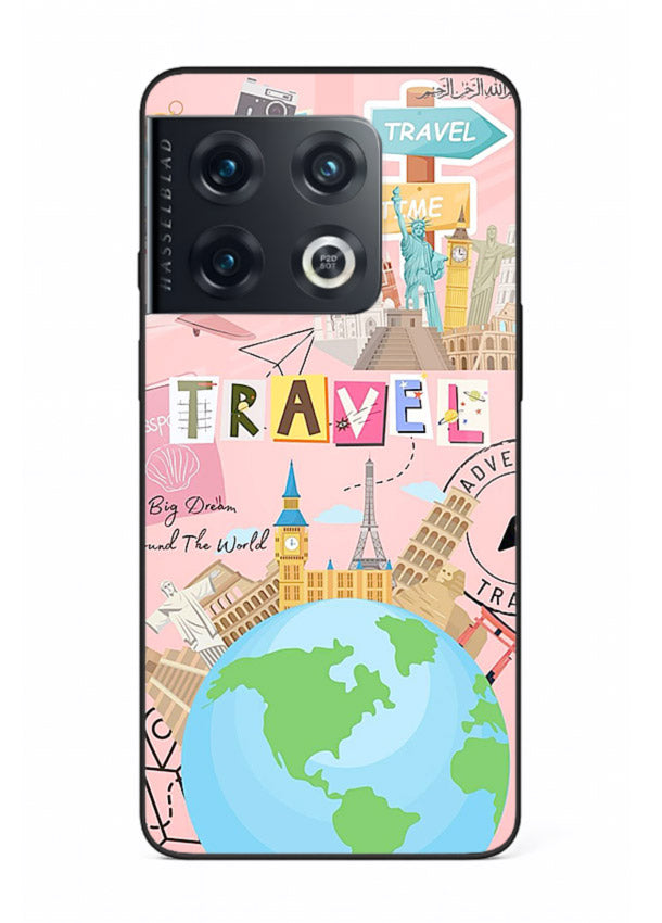 Pink Travel Adventure collage artwork OnePlus 10 Pro glass back cover