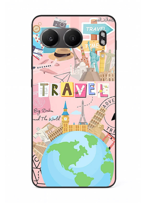 Pink Travel Adventure collage artwork OnePlus Nord 4 glass back cover