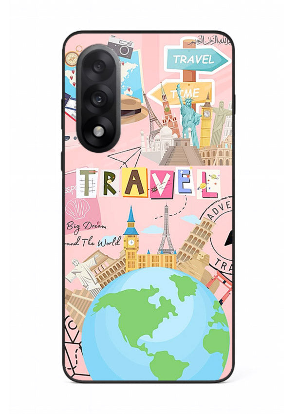 Pink Travel Adventure collage artwork OnePlus Nord 5 glass back cover
