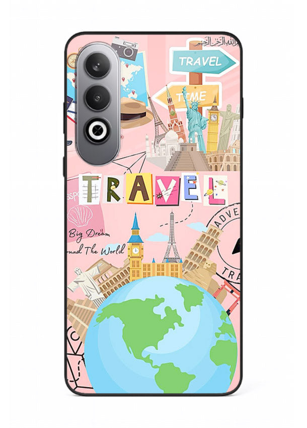 Pink Travel Adventure collage artwork OnePlus Nord CE4 glass back cover
