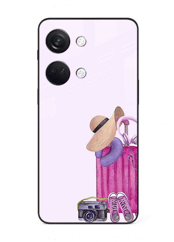 Pink Travel Luggage essentials artwork OnePlus Nord 3 glass back cover