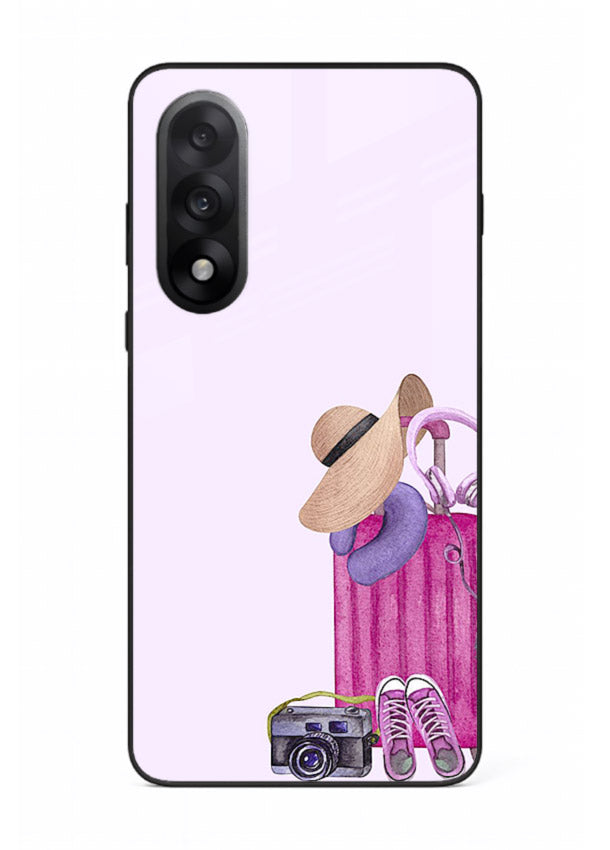 Pink Travel Luggage essentials artwork OnePlus Nord 5 glass back cover