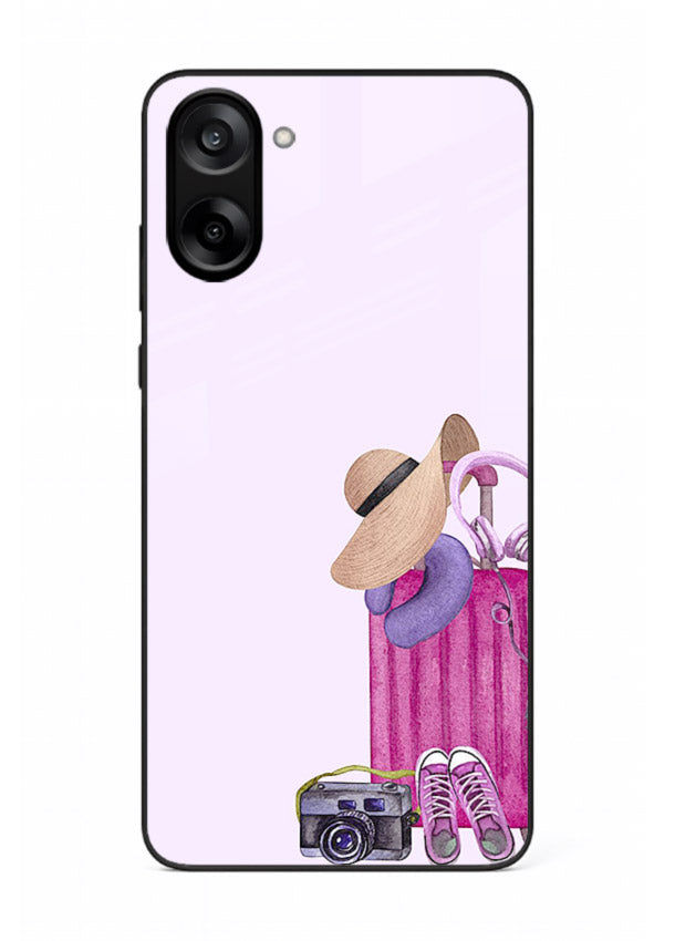 Pink Travel Luggage essentials artwork OnePlus Nord CE5 glass back cover