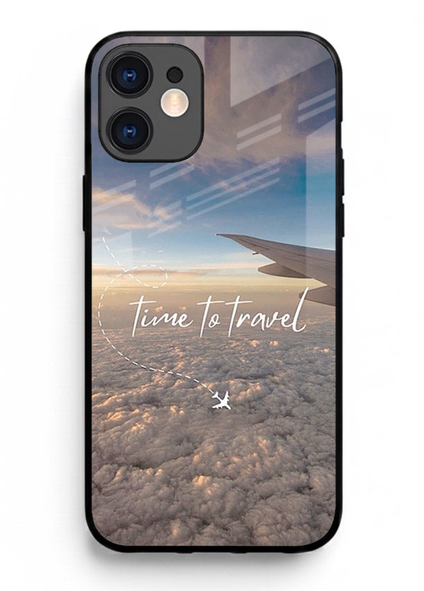 Plane Wing Sunset sky view artwork iphone 12 mini glass back cover