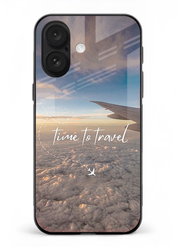 Plane Wing Sunset sky view artwork iphone 16 plus glass back cover