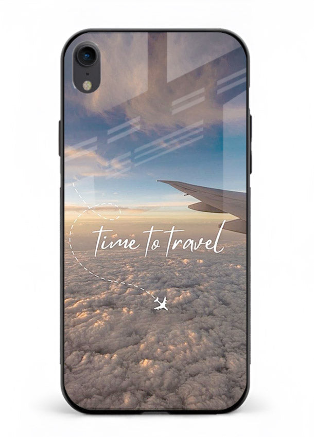 Plane Wing Sunset sky view artwork iphone xr glass back cover