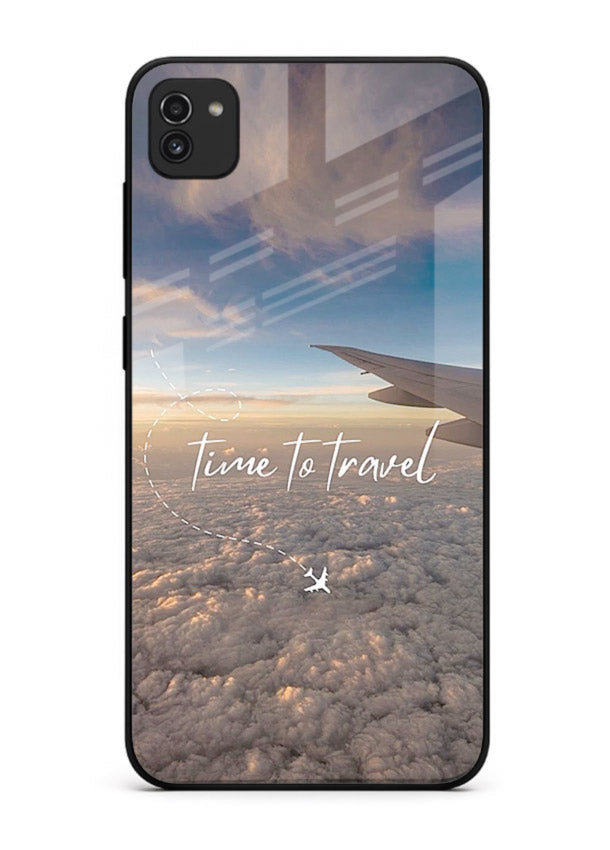 Plane Wing Sunset sky view artwork Samsung A03 glass back cover