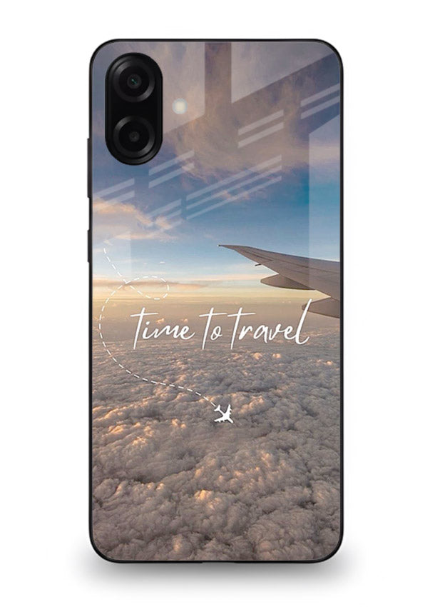 Plane Wing Sunset sky view artwork Samsung M13 5G glass back cover