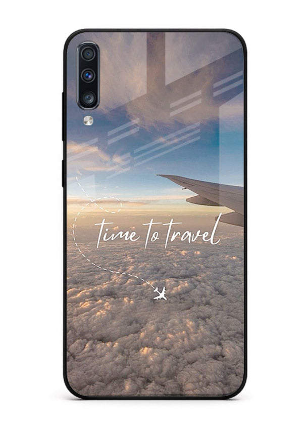 Plane Wing Sunset sky view artwork Samsung A50 glass back cover
