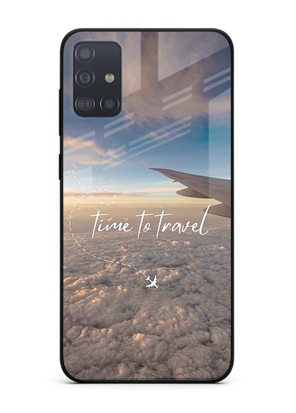 Plane Wing Sunset sky view artwork Samsung A71 glass back cover