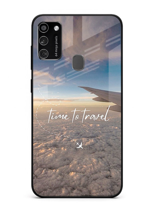 Plane Wing Sunset sky view artwork Samsung M30s glass back cover