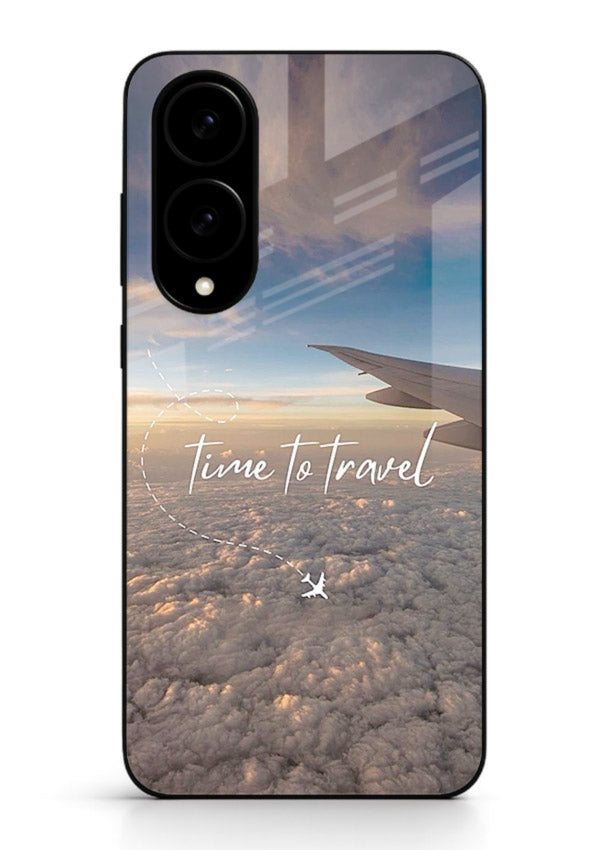 Plane Wing Sunset sky view artwork Samsung S25 Edge glass back cover