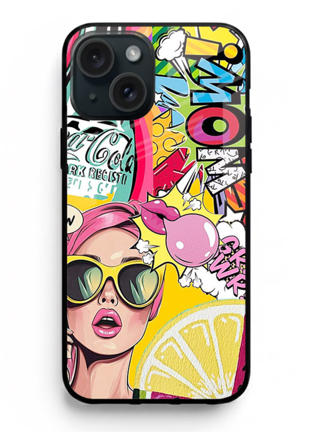 Pop Art Sunglasses graphic artwork iphone 14 plus glass back cover