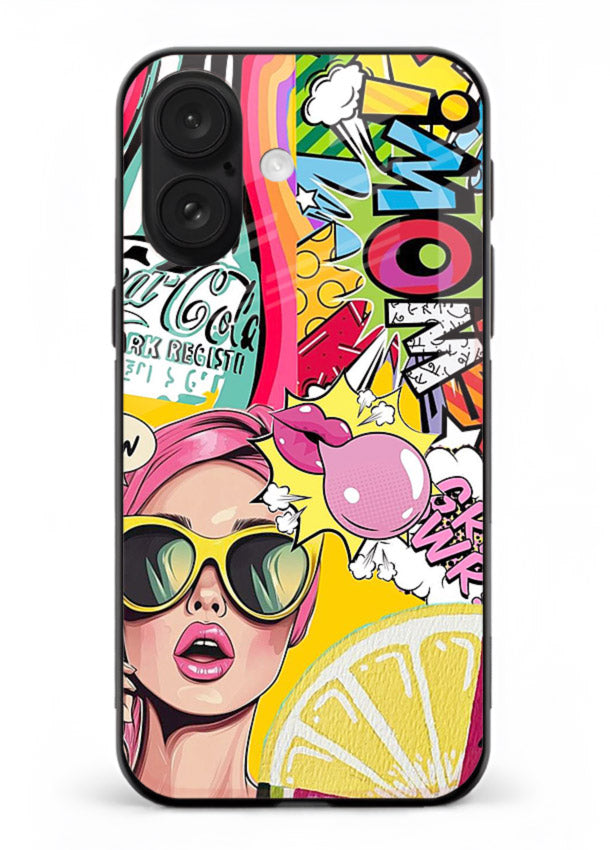 Pop Art Sunglasses graphic artwork iphone 16 plus glass back cover