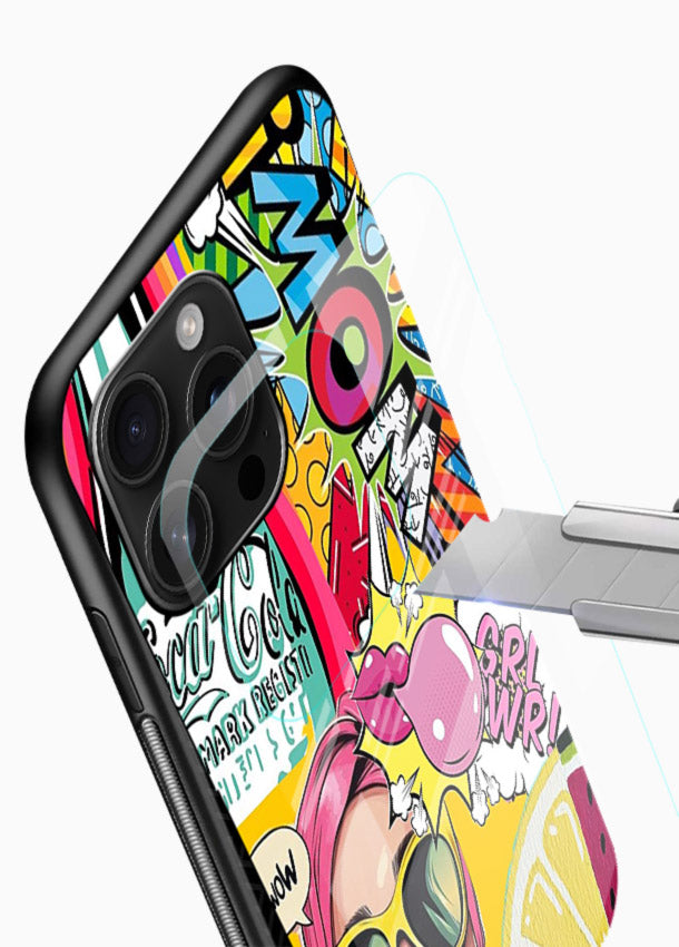 Pop Art Sunglasses graphic artwork glossy vibrant premium glass back cover - Angle Blade