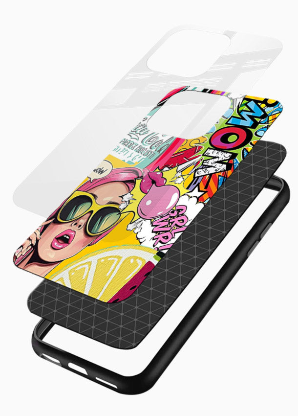 Pop Art Sunglasses graphic artwork glossy vibrant premium glass back cover - Angle Layers