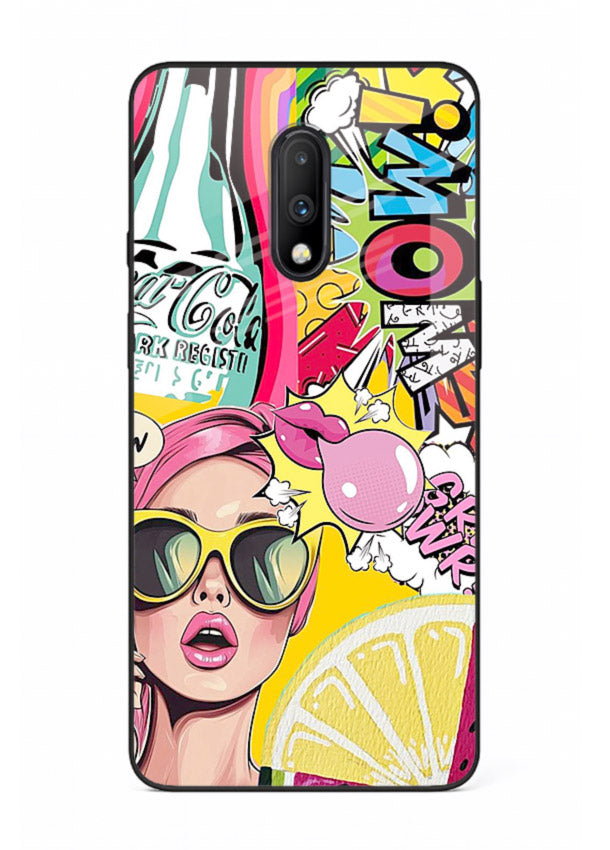 Pop Art Sunglasses graphic artwork OnePlus 7 glass back cover