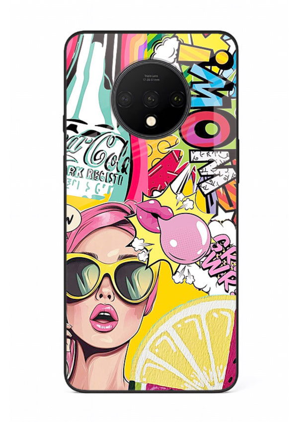 Pop Art Sunglasses graphic artwork OnePlus 7T glass back cover