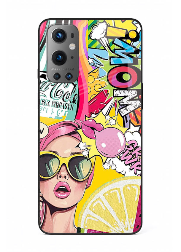 Pop Art Sunglasses graphic artwork OnePlus 9 glass back cover