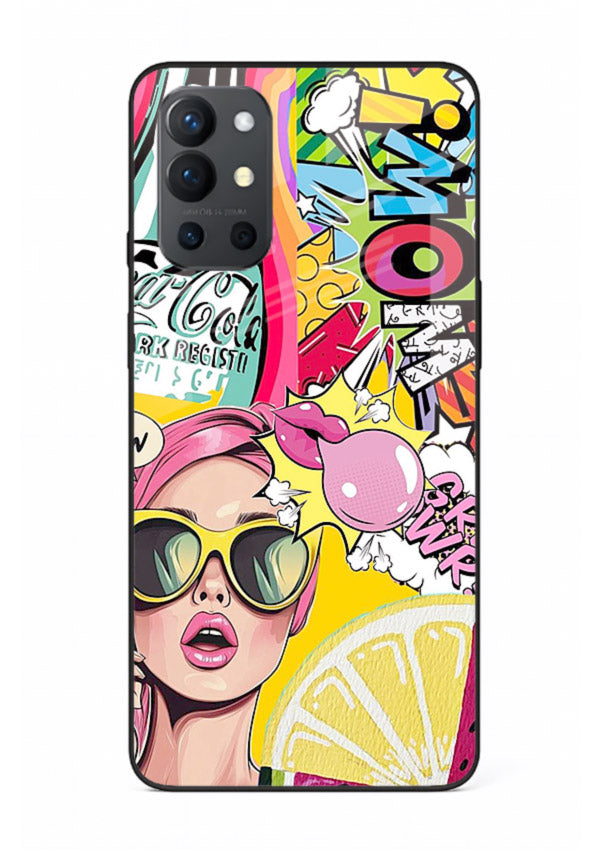 Pop Art Sunglasses graphic artwork OnePlus 9R glass back cover