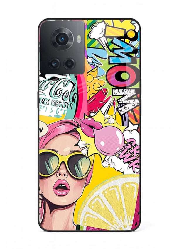 Pop Art Sunglasses graphic artwork OnePlus 10R glass back cover