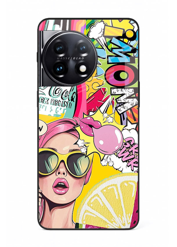 Pop Art Sunglasses graphic artwork OnePlus 11R glass back cover