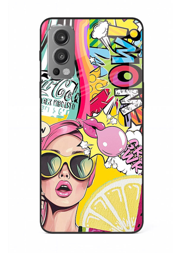 Pop Art Sunglasses graphic artwork OnePlus Nord 2 glass back cover