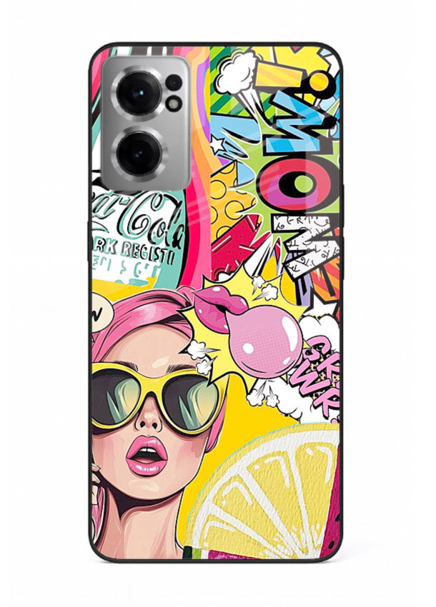 Pop Art Sunglasses graphic artwork OnePlus Nord CE2 5G glass back cover