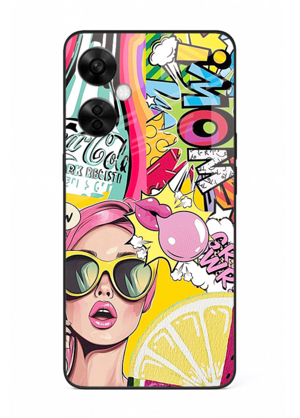 Pop Art Sunglasses graphic artwork OnePlus Nord CE3 Lite glass back cover