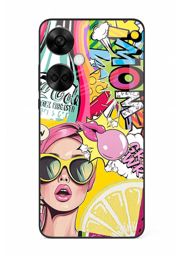 Pop Art Sunglasses graphic artwork OnePlus Nord CE3 glass back cover