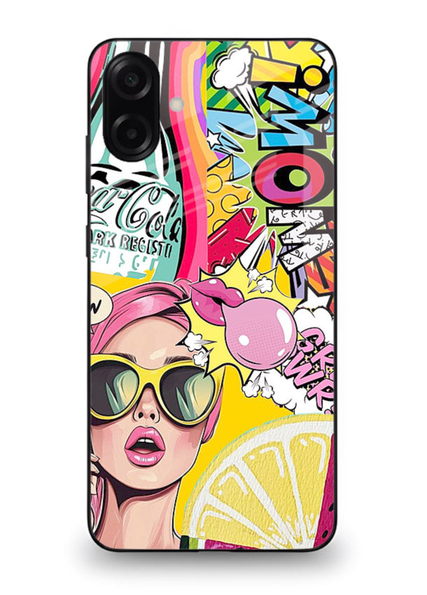 Pop Art Sunglasses graphic artwork Samsung A06 5G glass back cover