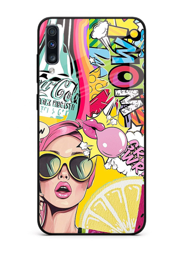 Pop Art Sunglasses graphic artwork Samsung A50 glass back cover