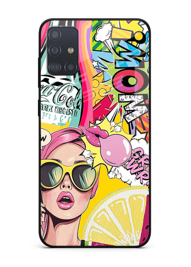 Pop Art Sunglasses graphic artwork Samsung A71 glass back cover