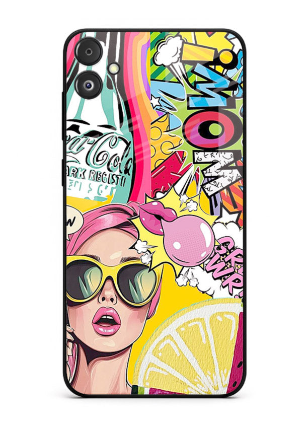 Pop Art Sunglasses graphic artwork Samsung F04 5G glass back cover