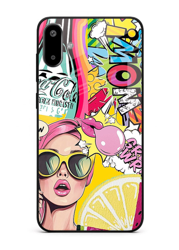 Pop Art Sunglasses graphic artwork Samsung F06 5G glass back cover