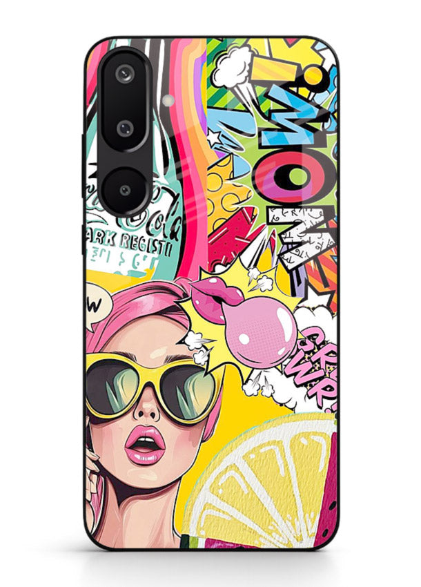 Pop Art Sunglasses graphic artwork Samsung M16 5G glass back cover