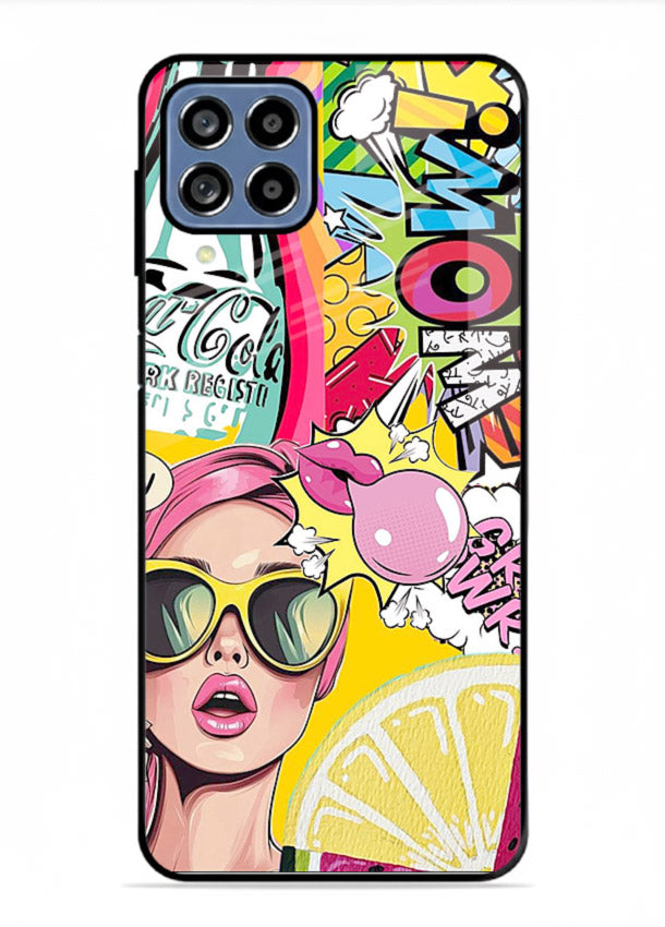 Pop Art Sunglasses graphic artwork Samsung F62 glass back cover