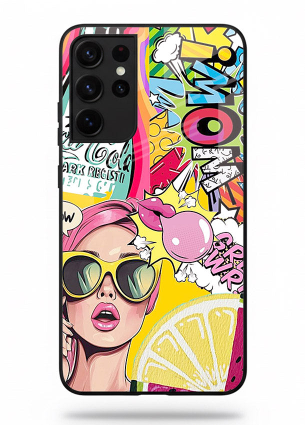 Pop Art Sunglasses graphic artwork Samsung S21 Ultra glass back cover
