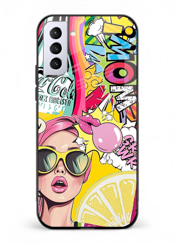 Pop Art Sunglasses graphic artwork Samsung S21 Plus glass back cover
